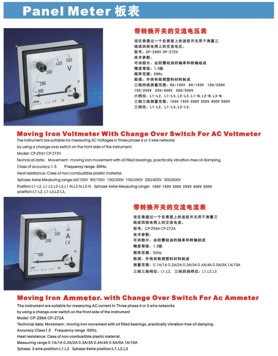 Ammeter with Switch specification
