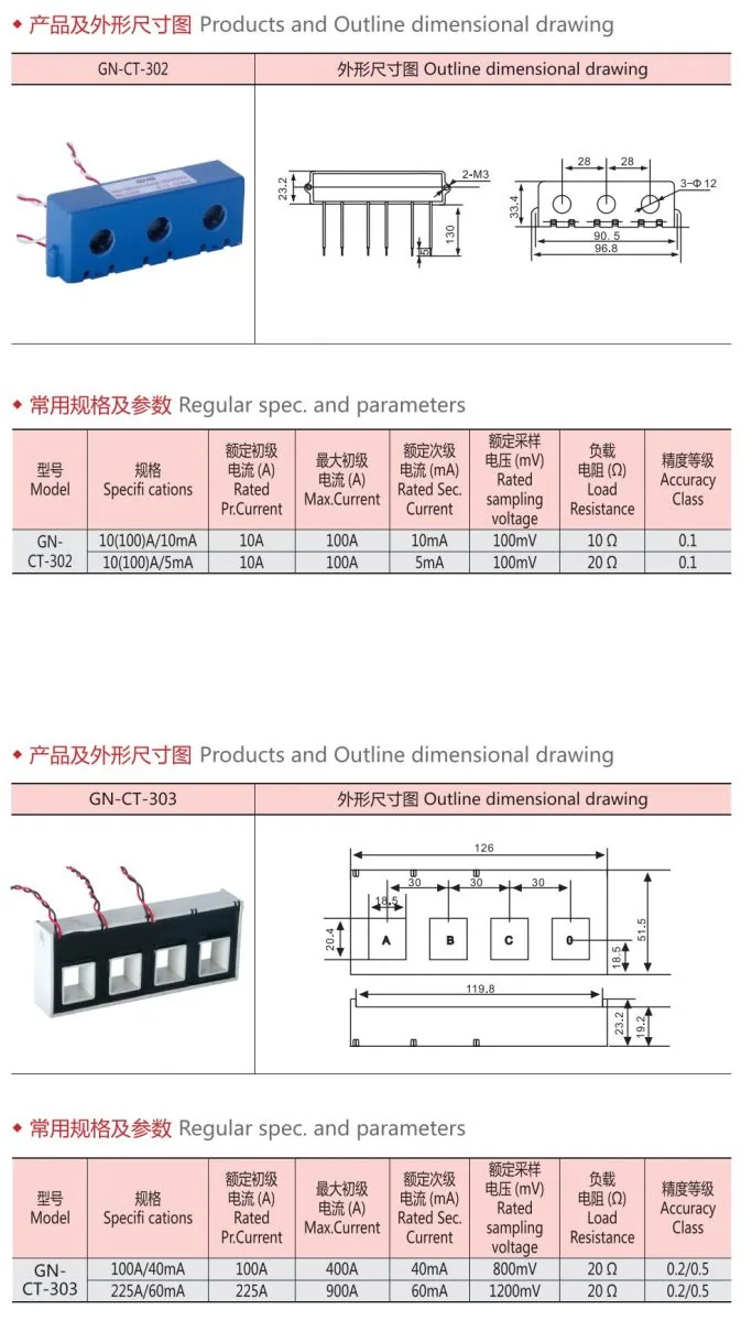 Combined type Mini Current Transformer specification