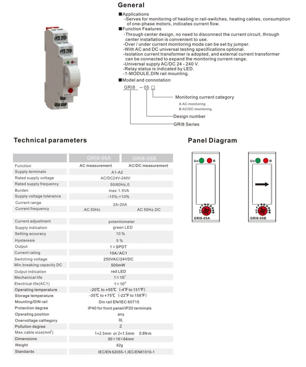 Current Monitoring Relay specification