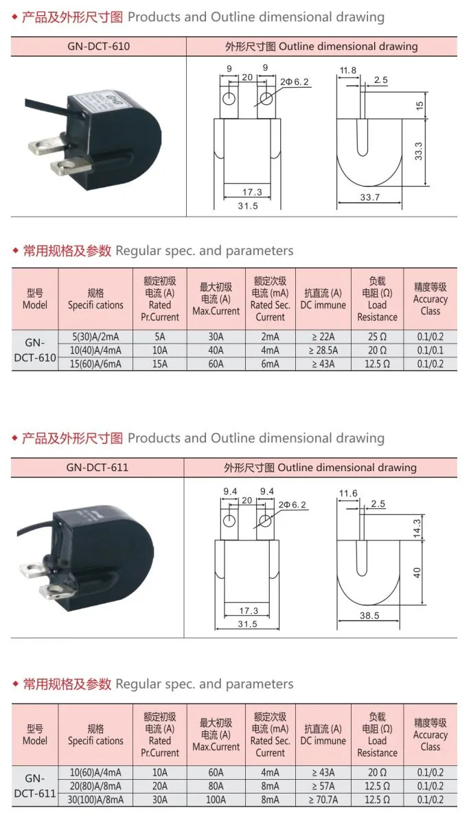 DC Immune Mini Current Transformer specification