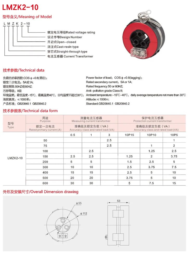 LMZK Epoxy Resin Split CT specification