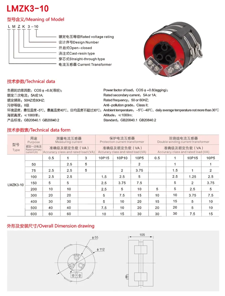 LMZK Epoxy Resin Split CT specification