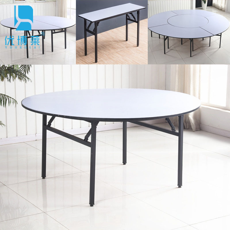 Commercial Round Dining Table with PVC Surface – Foldable 10-12 Person Banquet Table for Hotels and Restaurants