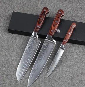 3pcs Wood Handle Chef Knife Set WK0196