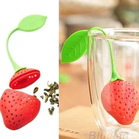 Silicone Strawberry Design Loose Tea Leaf Strainer Herbal Spice Infuser Filter Tools WK0054
